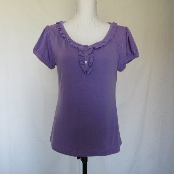 Candie’s Women’s Short Sleeves Blue Violet Summer Knit Top size XL - Picture 1 of 6